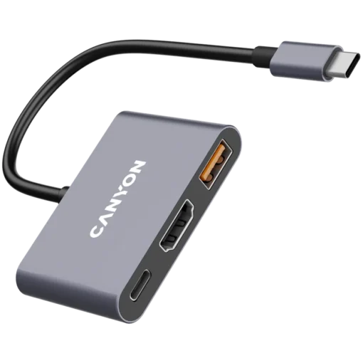 USB хъб CANYON hub DS-4 3in1 USB-C Grey