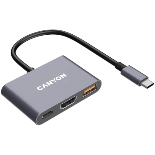 USB хъб CANYON hub DS-4 3in1 USB-C Grey