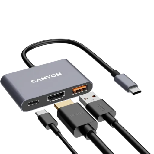 USB хъб CANYON hub DS-4 3in1 USB-C Grey