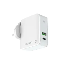 Зарядно за мобилен телефон Мрежово зарядно устройство LDNIO A4403C 1xUSB 1xType-C PD С кабел Type-C към Type-C Бял -