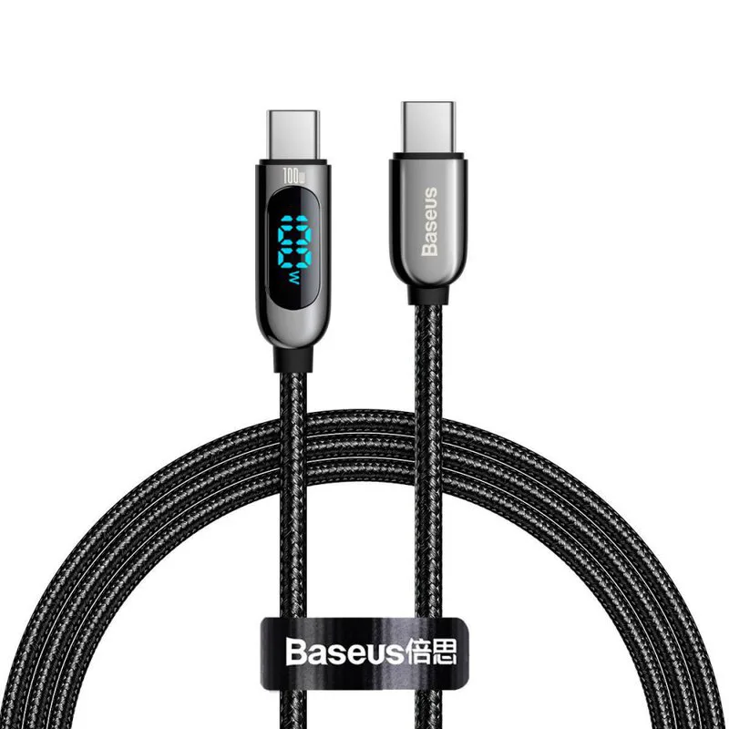 Кабел Baseus USB Type-C към USB Type-C с дисплей 100W 5A  1м