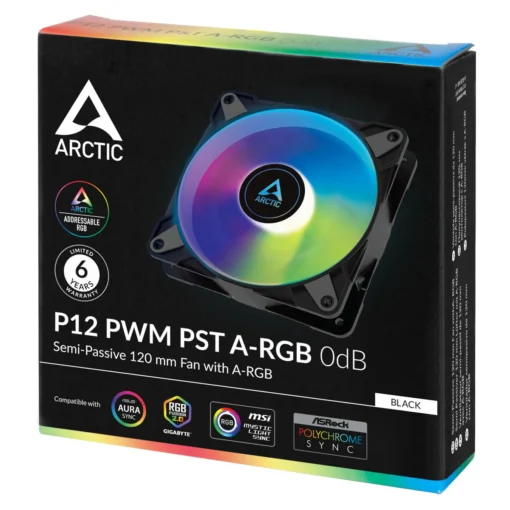 Arctic вентилатор Fan 120mm P12 PWM PST A-RGB 0dB (Black) - Image 4