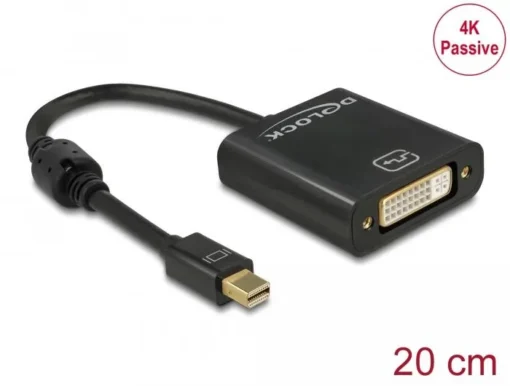 Адаптер DeLock mini DisplayPort 1.2 мъжко > DVI женско 4K Пасивен