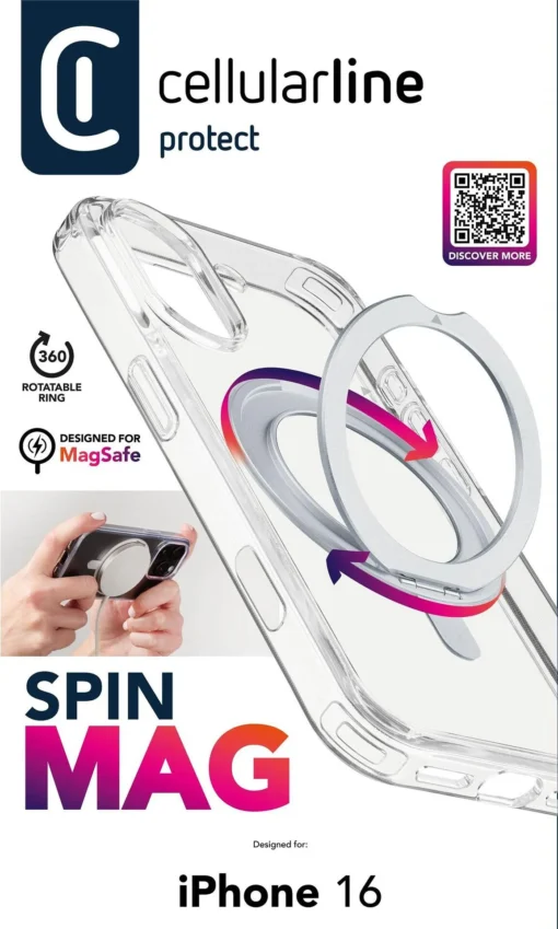 Калъф Spin Mag iPhone 16 прозрачен