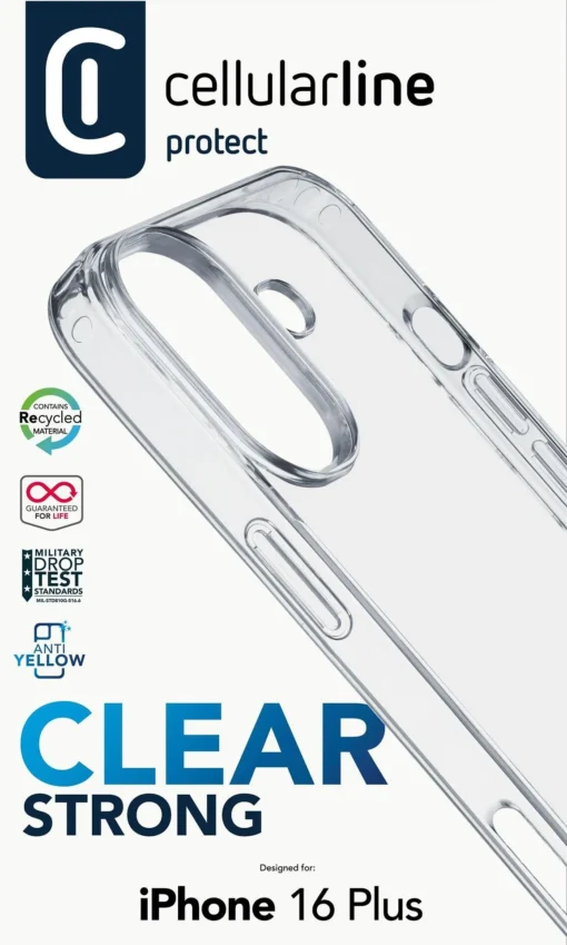 Прозрачен твърд калъф за iPhone 16+ Clear Strong