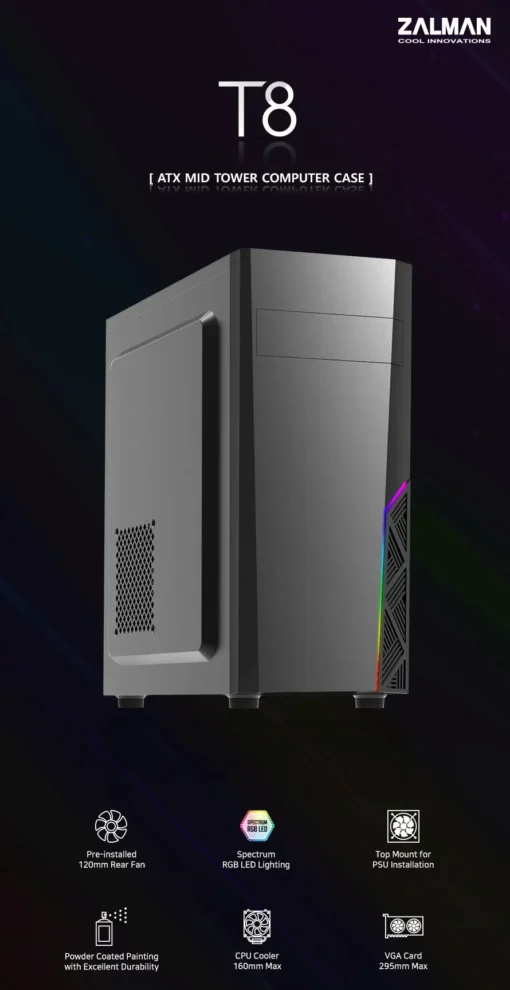 Zalman кутия за компютър Case ATX – T8 – RGB