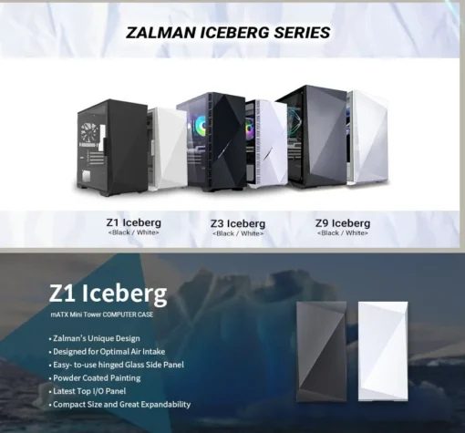 Zalman компютърна кутия Gaming Case mATX – Z1 Iceberg Black