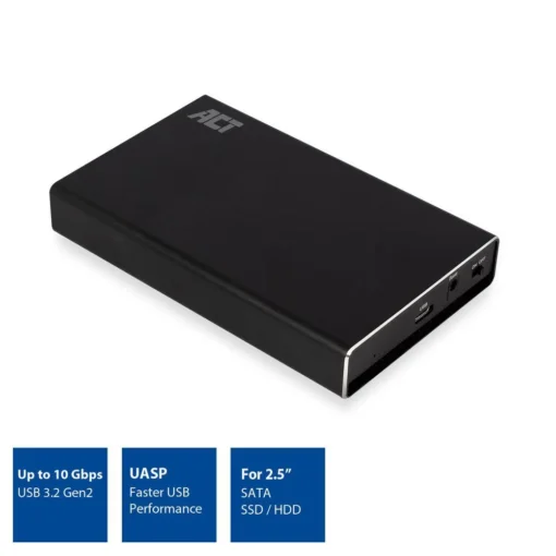 Чекмедже за твърд диск ACT AC1220, 2.5", SATA, USB-C 3.2 Gen2 (USB 3.1), Черен - Image 2