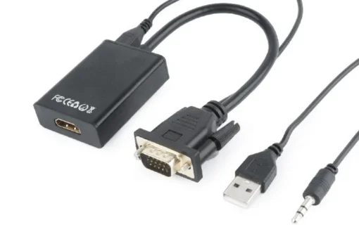 Gembird VGA to HDMI converter 15 cm black