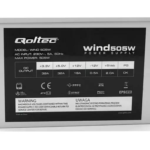 Qoltec ATX захранващ блок Qoltec Wind 505W (bulk) - Image 2