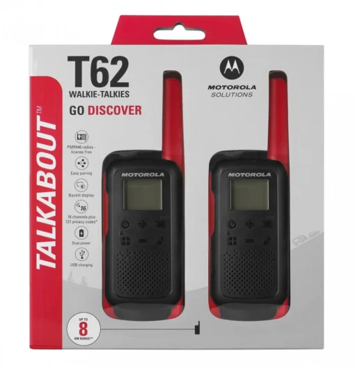 Motorola T62 PMR 446 WALKIE TALKIE BLACK-RED - Image 5