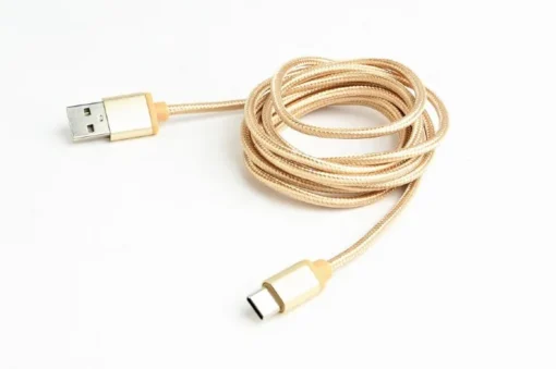 Gembird Cotton braided USB Type C cable/1.8m/gold