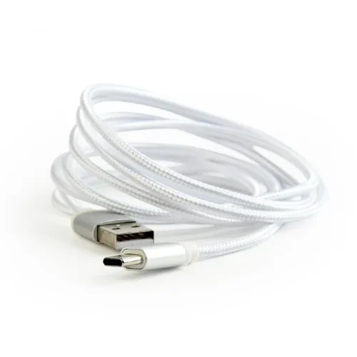 Gembird памучна оплетка USB Type C кабел/1.8m/silver