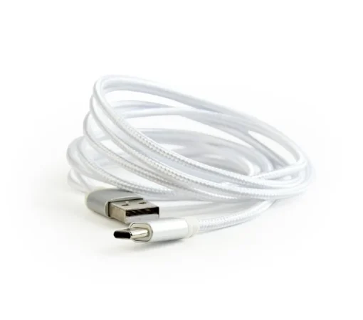 Gembird Cotton braided USB Type C cable/1.8m/silver