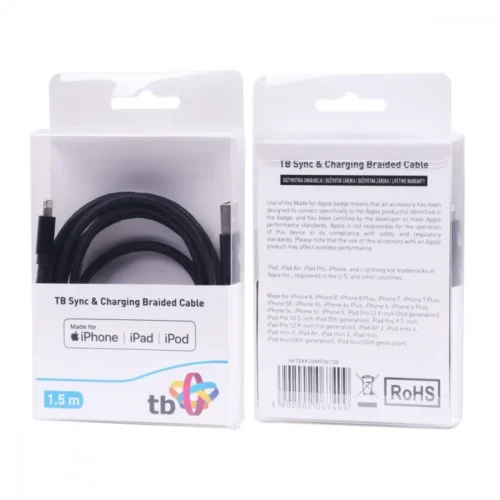 TB Lightning - USB кабел 1.5m черен MFi