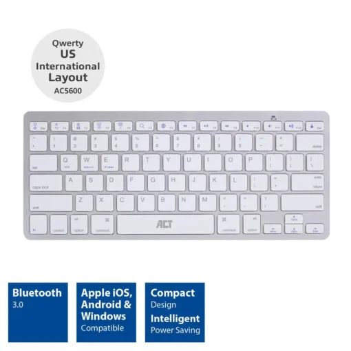 Клавиатура ACT AC5600, Bluetooth, За таблети компютри смартфони, US - Image 3