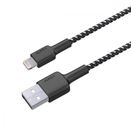 AUKEY CB-BAL3 Black Nylon Reinforced cable Quick Charge Lightning-USB | 1.2m | Apple MFi certification - Image 2