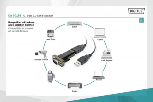 Digitus Converter USB to serial RS232, USB 2.0 (DB9M) FT232RL 80 cm - Image 4