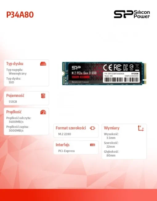 Silicon Power SSD A80 512GB M.2 PCIe 3400/3000 MB/s NVMe - Image 3