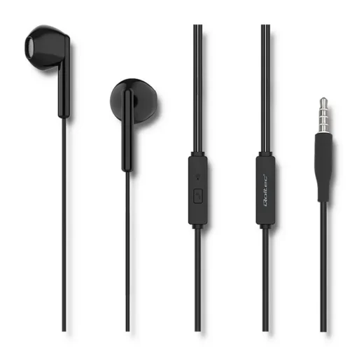 Qoltec In-ear headphones + microphone, black - Image 2