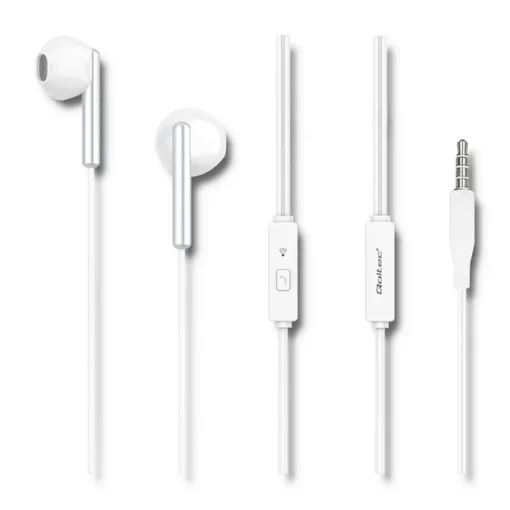 Qoltec In-ear headphone + microphone, white - Image 2