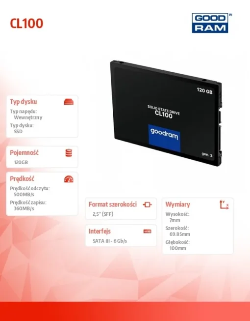 GOODRAM SSD CL100 G3 120GB SATA3 2,5 - Image 2