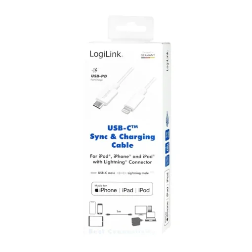 LogiLink Lightning male to USB-C connection cable, white - Image 3