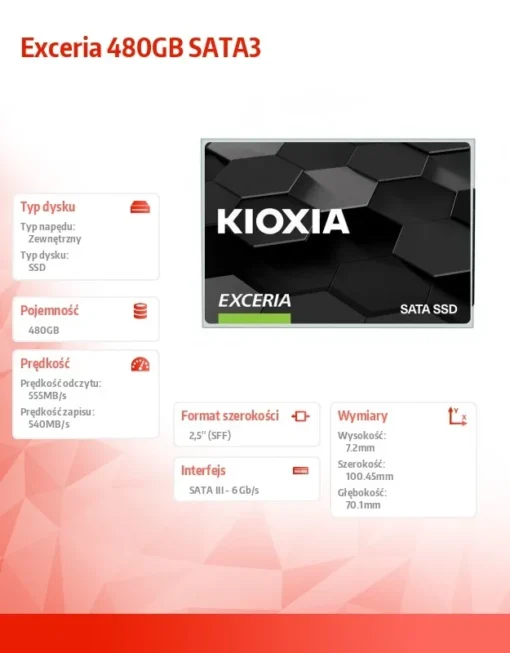 Kioxia SSD Exceria 480GB SATA3 550/540Mb/s - Image 2