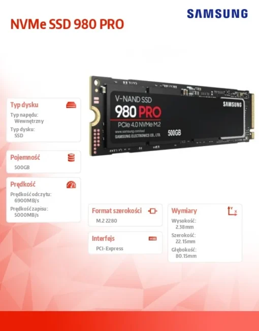 Samsung SSD диск 980PRO Gen4.0x4 500GB NVMeMZ-V8P500BW - Image 2