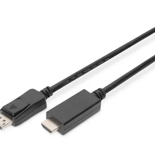 Digitus Adapter кабел Displayport 1.2 with interlock 4K 60Hz UHD Typ DP/HDMI A M/M black 1m