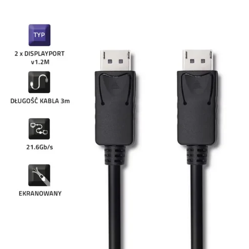 Qoltec DisplayPort v1.2 male, 4K, 3m - Image 2