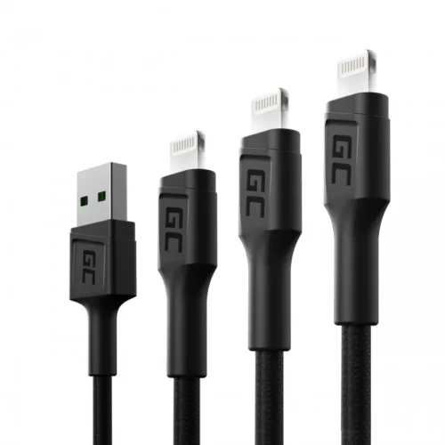 Green Cell 3x GC Ray USB кабел Lightning 30 120 200cm LED