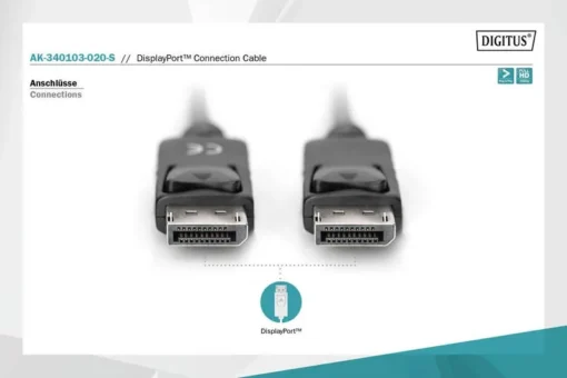 Digitus Connection Cable DisplayPort with snaps 1080p 60Hz FHD Type DP / DP M / M black 2m - Image 3