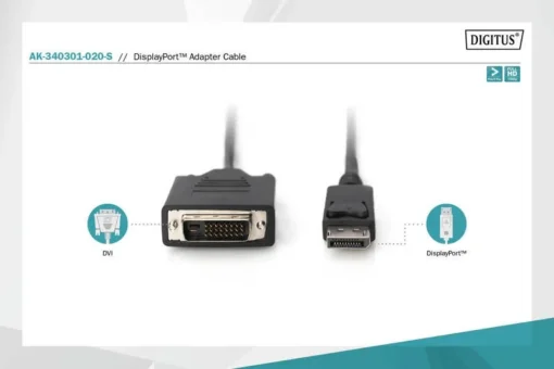 Digitus Displayport1.1a кабел 2m DP/DVI-D(24+1) M/M - Image 4