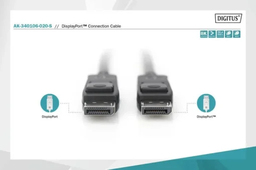 Digitus Connection Cable Displayport 8K 30Hz UHD Typ DP/DP M/M black 2m - Image 5