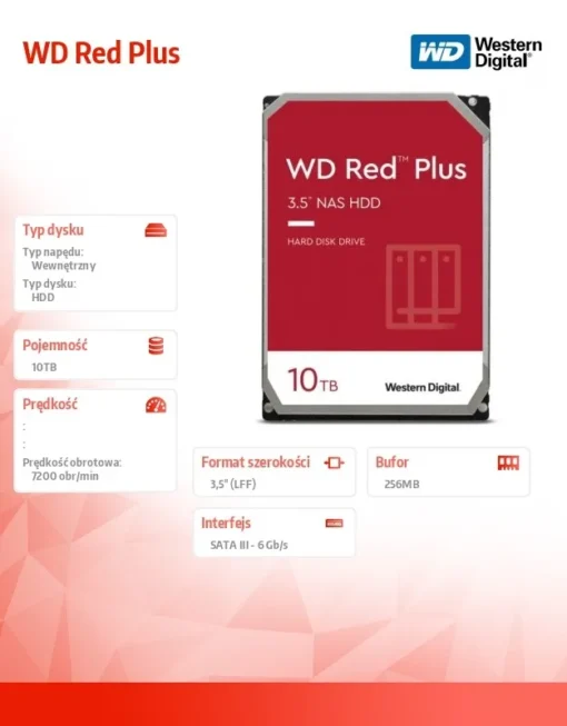 Western Digital Red Plus 10TB 3,5 CMR 256MB/7200RPM Class - Image 2