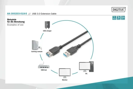 Digitus USB 3.0 extension cable, A/M - A/F 1,8m - Image 4