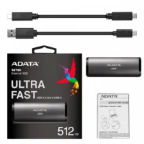 Adata външен SSD SE760 512G USB3.2-A/C Titanium