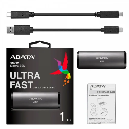 Adata външен SSD SE760 1TB USB3.2-A/C Titanium