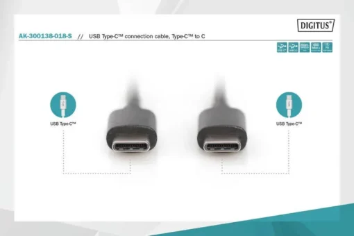 Digitus Connection cable USB 2.0 SuperSpeed Type USB C/USB C M/M black 1,8m - Image 4