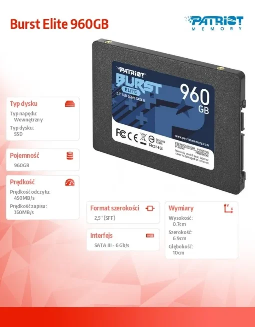 Patriot SSD 960GB Burst Elite 450/320MB/s SATA III 2. - Image 5