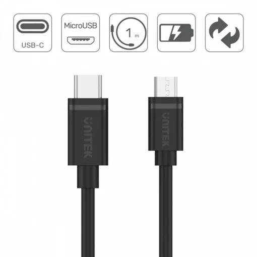 Unitek USB Cable Type-C microUSB; 1m; Y-C473BK - Image 2