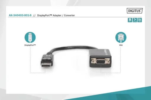 Digitus Adapter DisplayPort do VGA, DP/HD15 M/F, 0.15cm - Image 5