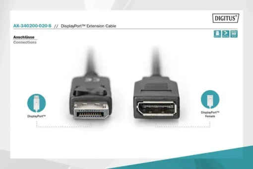 Digitus DisplayPort1.2 Cable 2m DP/DP M/F - Image 3