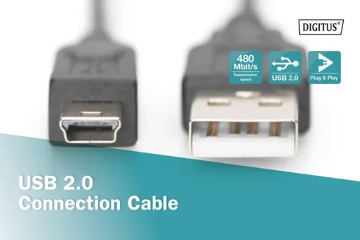 Digitus Connection cable USB A / miniUSB B M/M 3 m black - Image 4