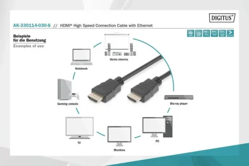 Digitus Connection кабел HDMI A /HDMI A M/M 3 m black - Image 4