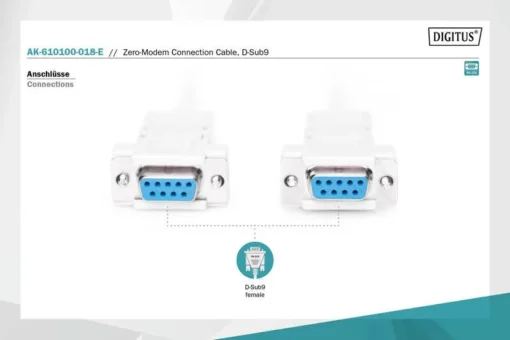 Digitus Connection кабел RS232 null-modem type DSUB9 / DSUB9 Z / z beige 1,8m - Image 4