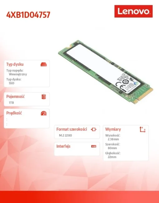 Lenovo LNV ThinkPad 1TB SSD OP AL2 PCIe Gen4 M.2 2280 - Image 2