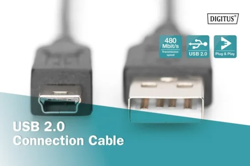 Digitus USB2.0 connection cable A-mini B (5pin)M/M 1.8m - Image 5