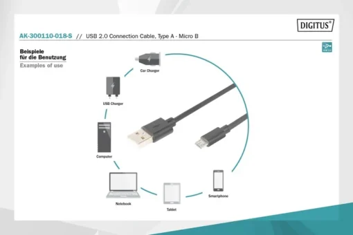 Digitus USB cable 2.0 A/M - micro B/M 1,8m - Image 4